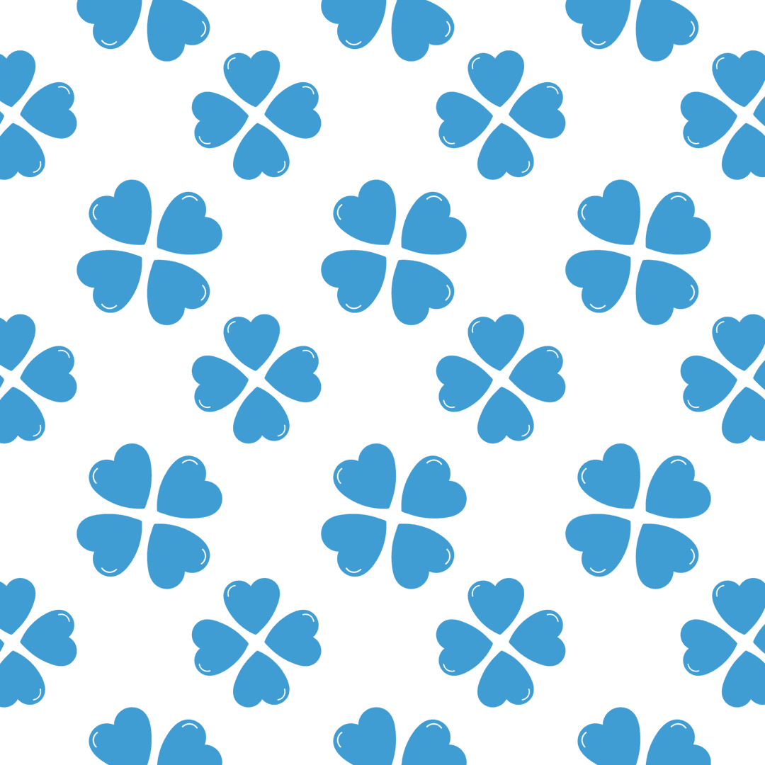 Blue Heart Flowers Pattern on Transparent Background for Romantic Designs