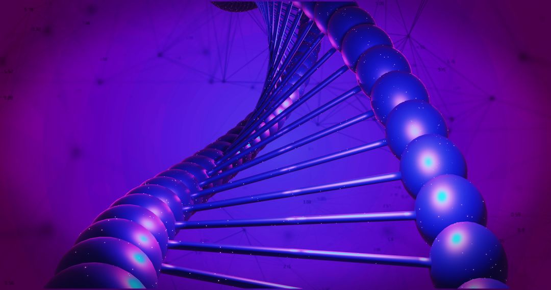 Purple DNA Helix with Digital Futuristic Elements