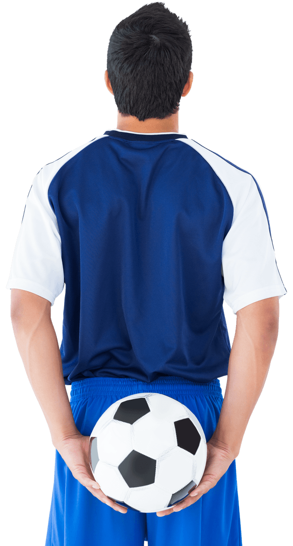 Transparent Rear View Football Player Holding Ball