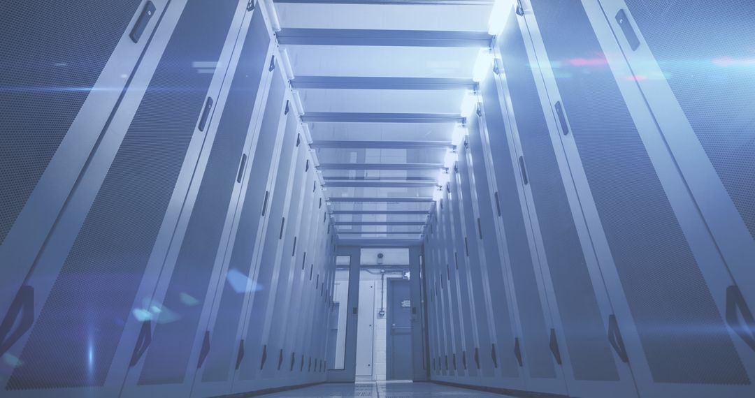 Futuristic Data Center with Digital Connectivity and 6G Network Visualization