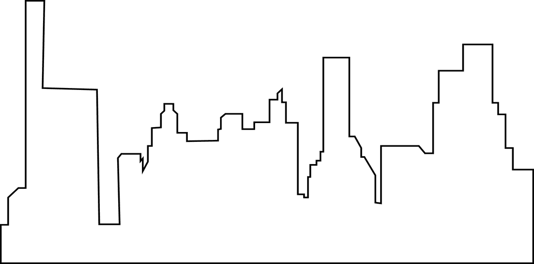 Silhouette Skyscrapers in Urban Lining Transparent Background