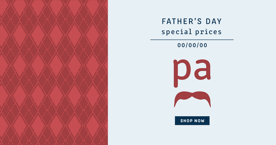 Transparent Father's Day Card with Mustache Design and Promotional Text