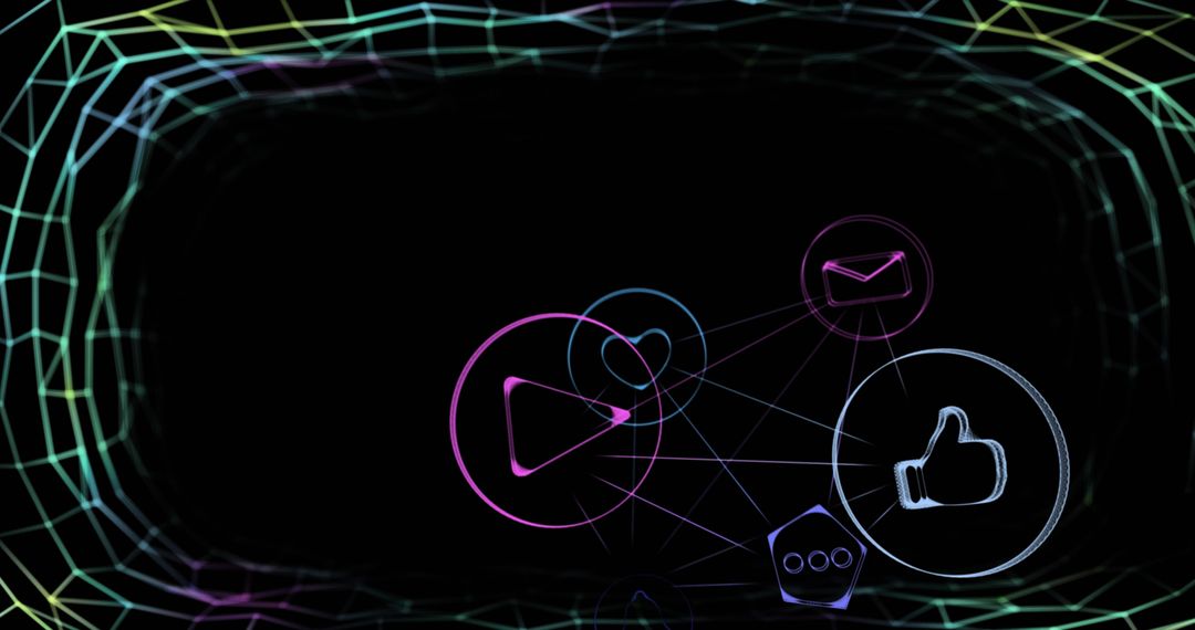 Digital Connections with Social Media Icons in Network Tunnel