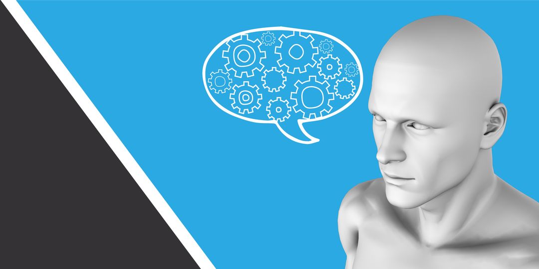 3D Model with Gear Thought Bubble for Innovation and Critical Thinking