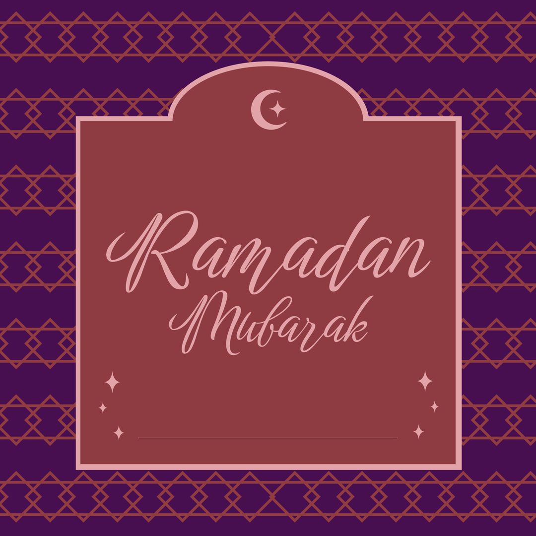 Ramadan Mubarak Greeting With Crescent Moon and Decorative Borders