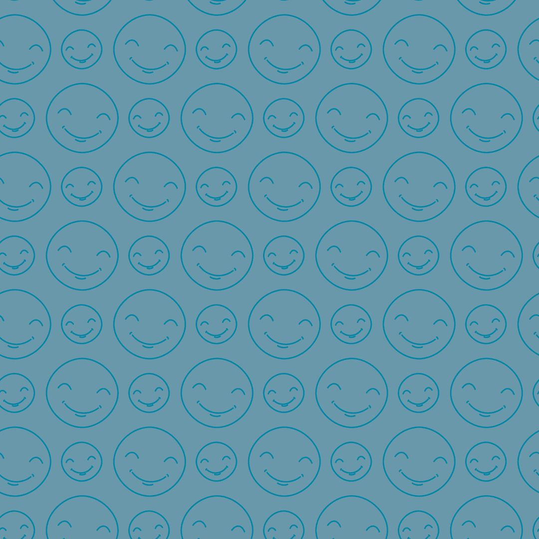 Seamless Transparent Blue Smiley Face Emoji Vector Pattern