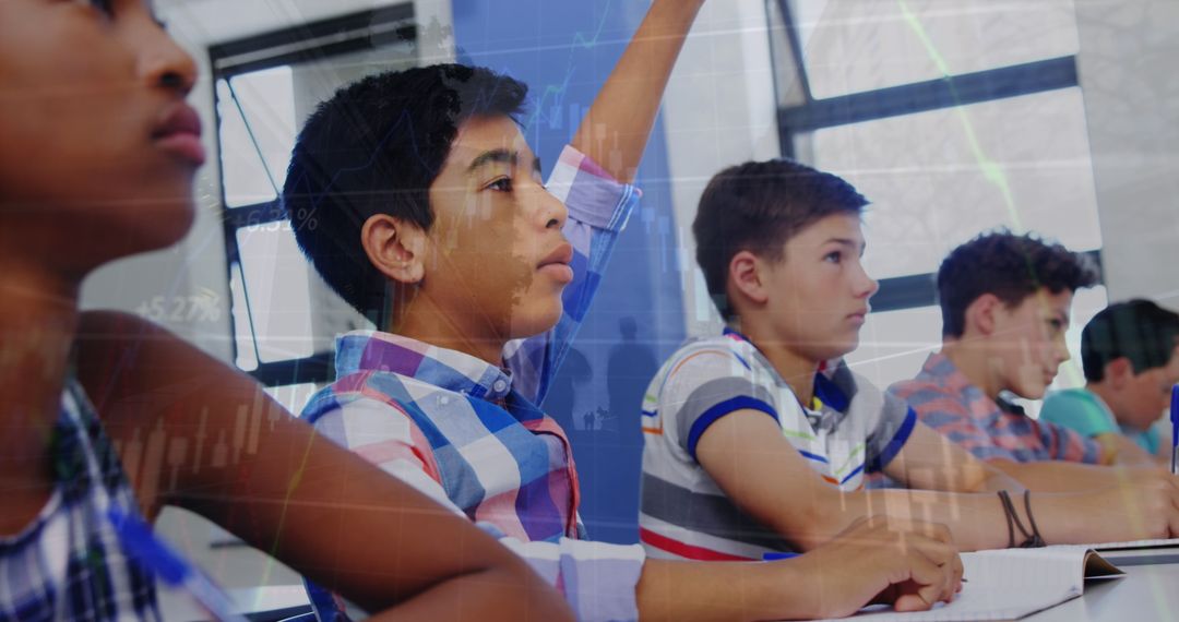 Diverse Students Engaged in Modern Tech-Driven Classroom