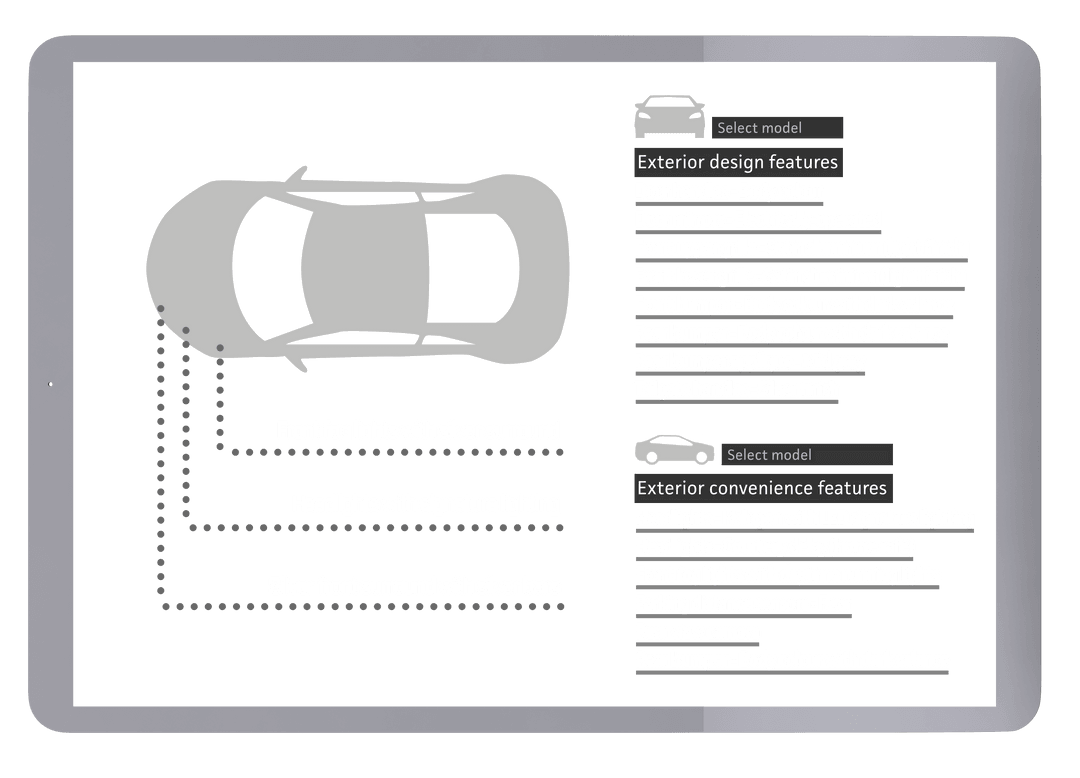 Transparent Car Specification Form on Digital Screen