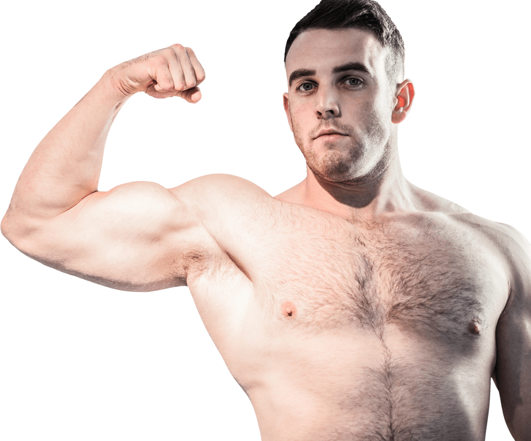 Muscular Bodybuilder Flexing With Transparent Background