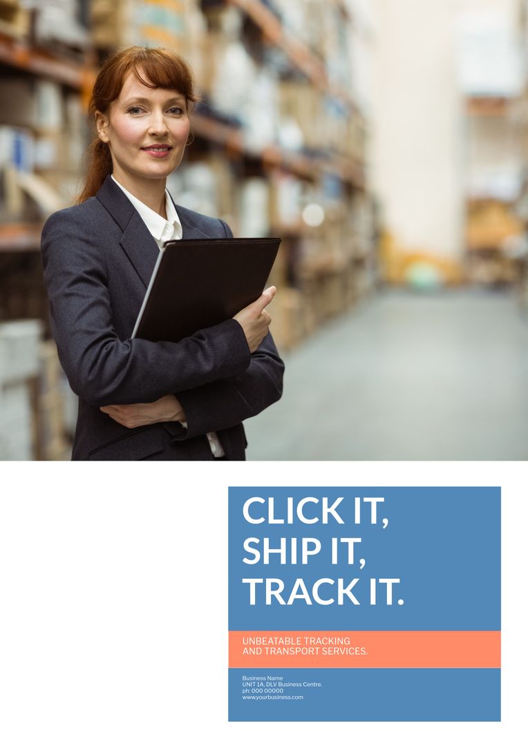 Businesswoman in Warehouse Representing Reliability in Logistics