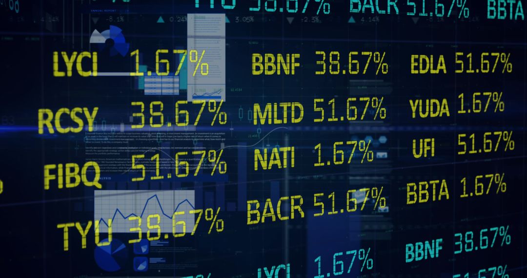 Digital Stock Market Data Display on Dark Background