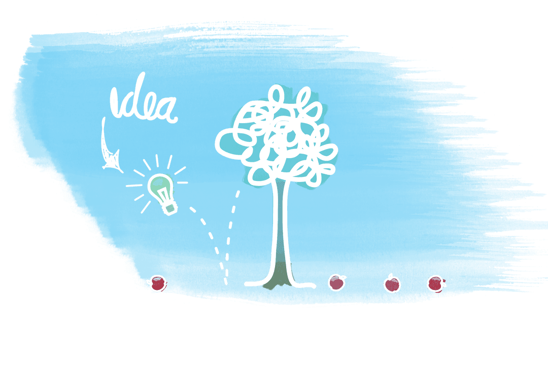 Creative Tree and Bulb Illustration on Transparent Background