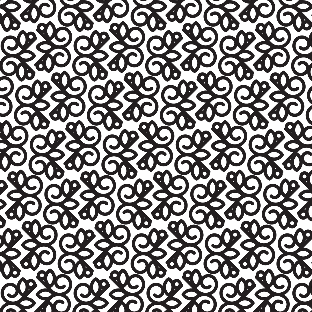 Intricate Black Pattern on Transparent Background for Decorative Design
