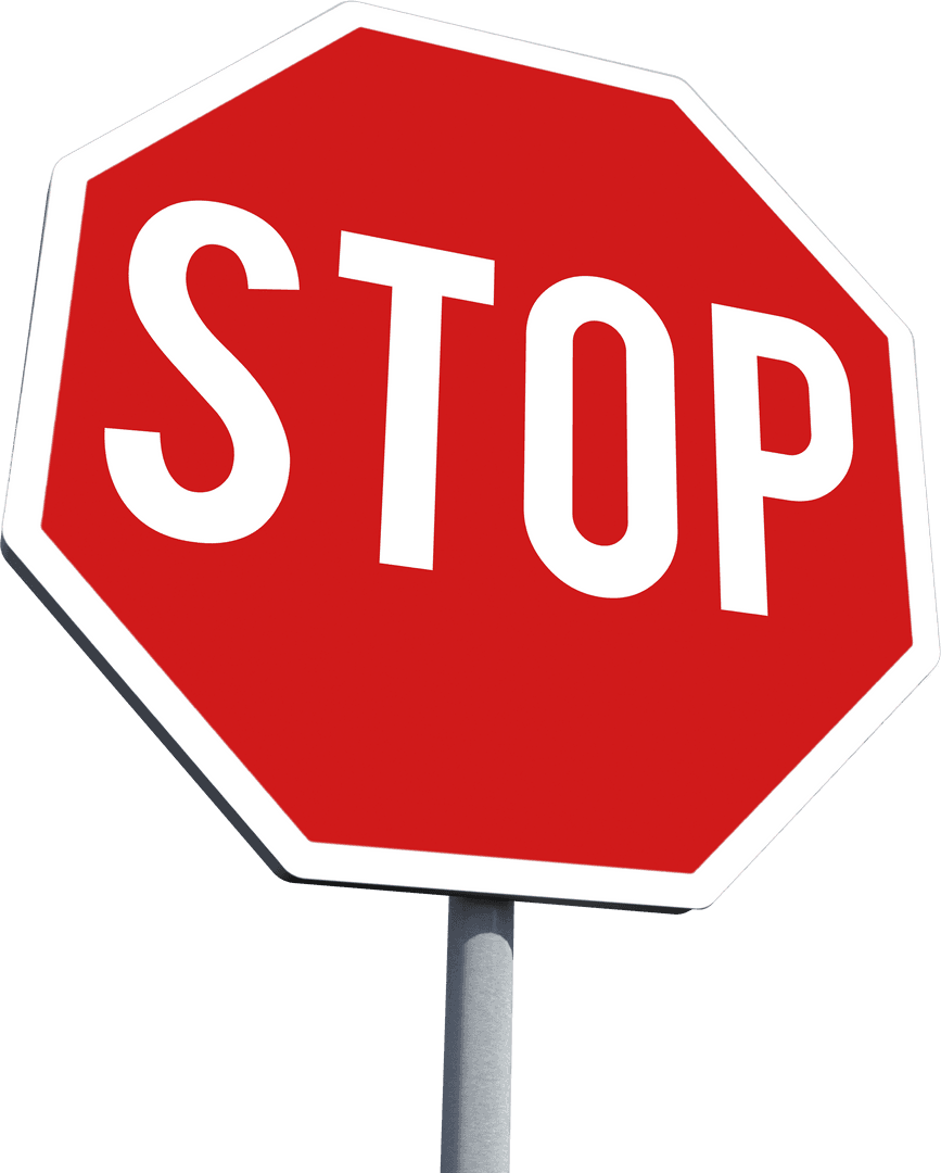 Iconic Red Stop Sign with Transparent Background