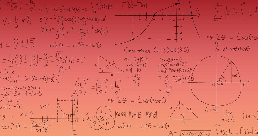 Mathematics Equations on Pink Gradient Background