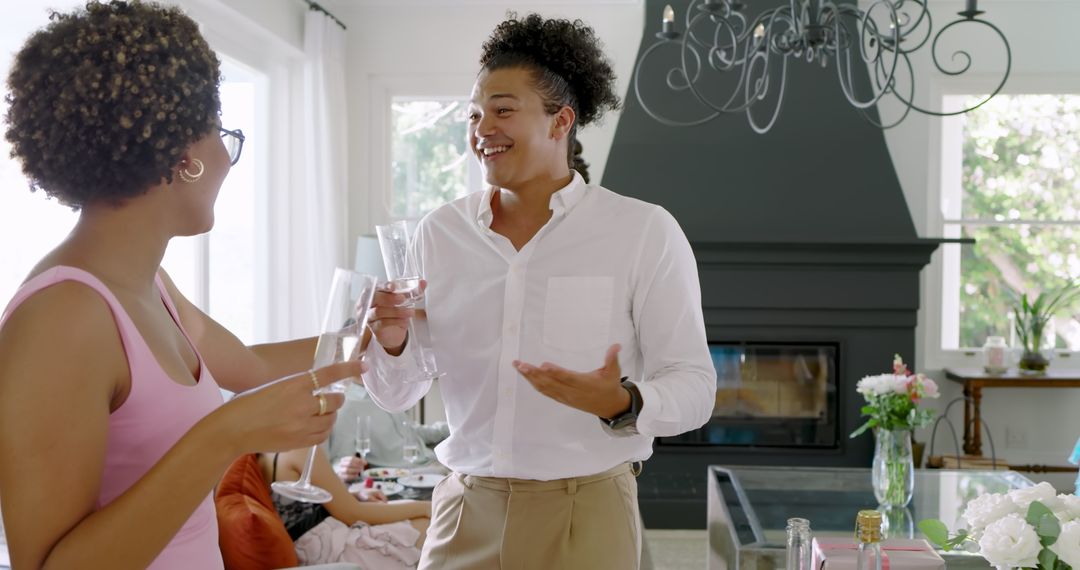 Elegant Indoor Wedding Reception with Guests Socializing