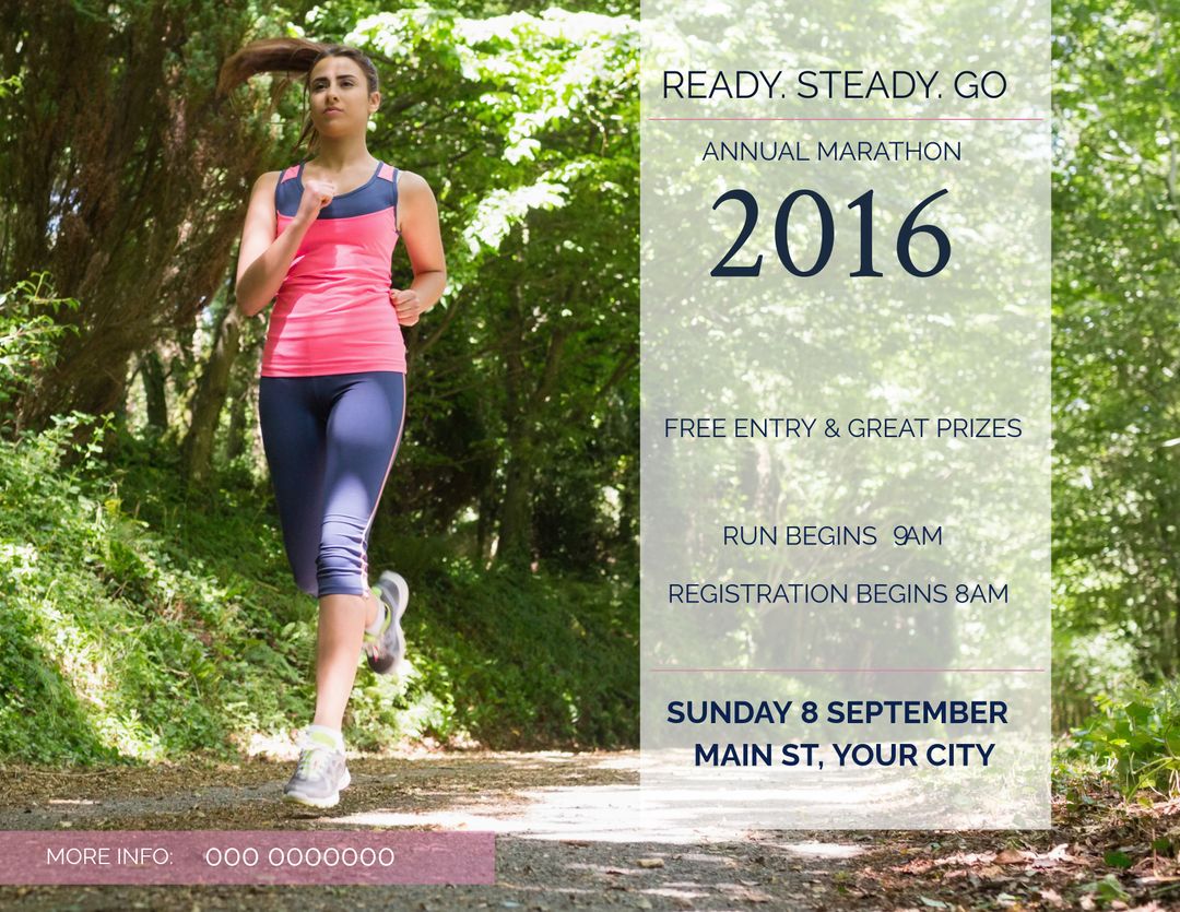 Woman Running in Marathon Reflecting Determination and Fitness