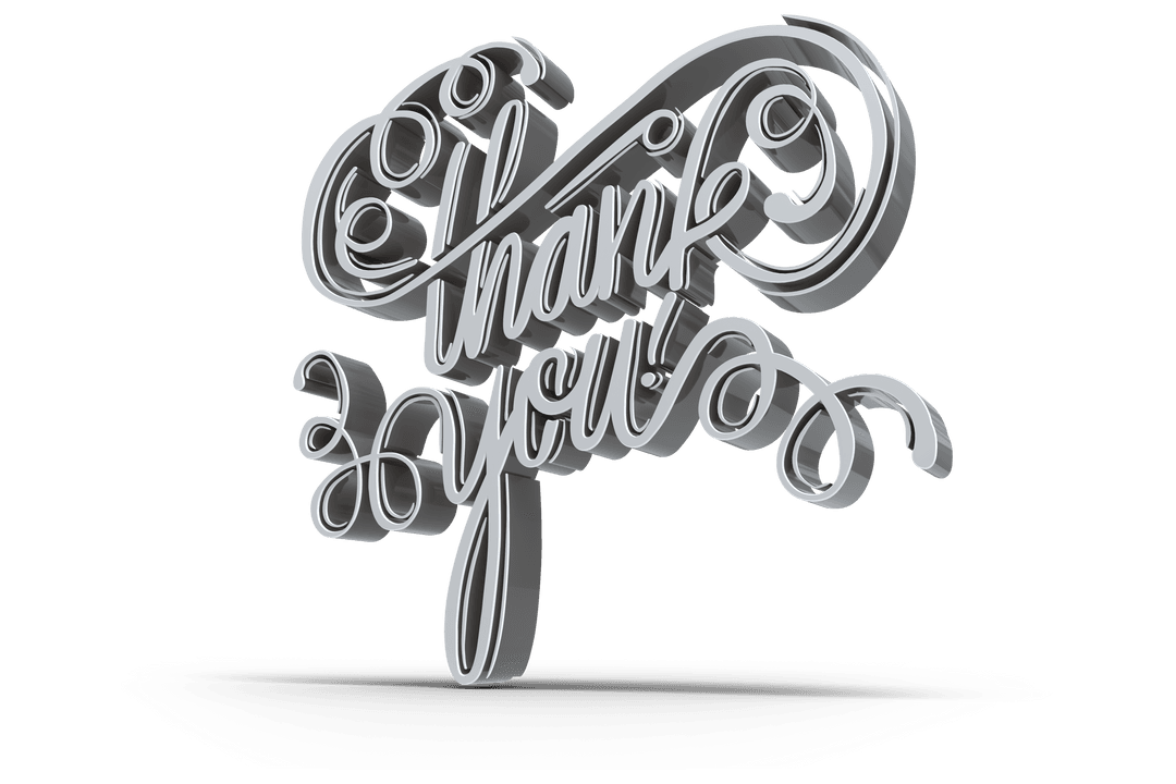 Thank You Text in 3D Script on Transparent Background - Download Free Stock Images Pikwizard.com