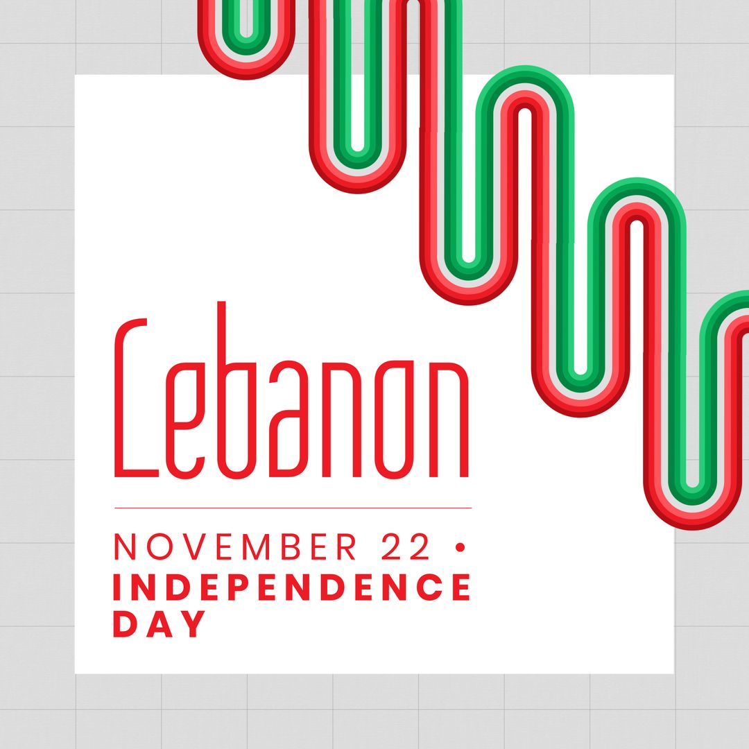 Lebanon Independence Day Design with Modern Red and Green Pattern