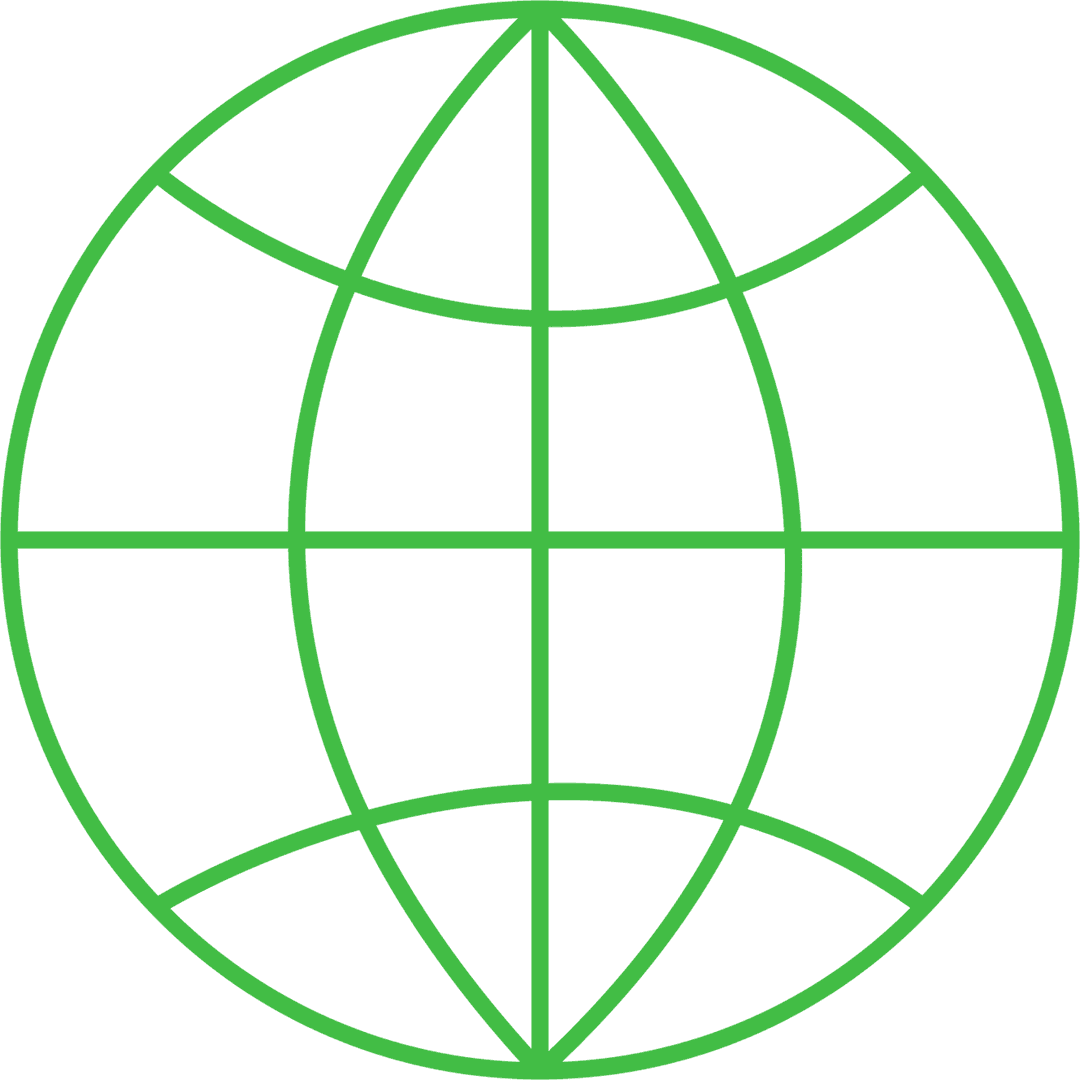 Digital Green Globe Icon with Transparent Background