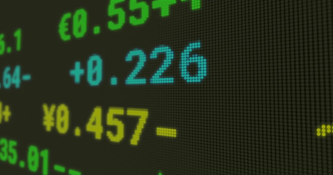 Financial Market Display with Currency Exchange Numbers