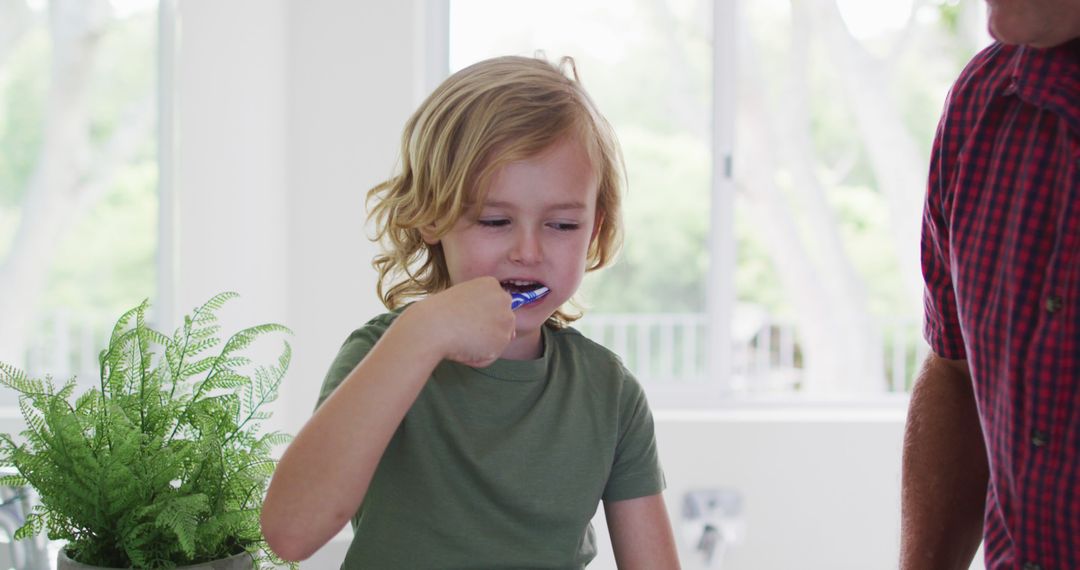 Young Child Brushing Teeth in Bathroom - Free Images, Stock Photos and Pictures on Pikwizard.com