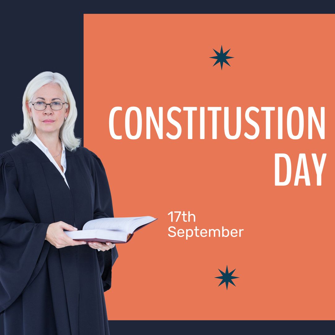 Senior Female Attorney Celebrating Constitution Day with Book