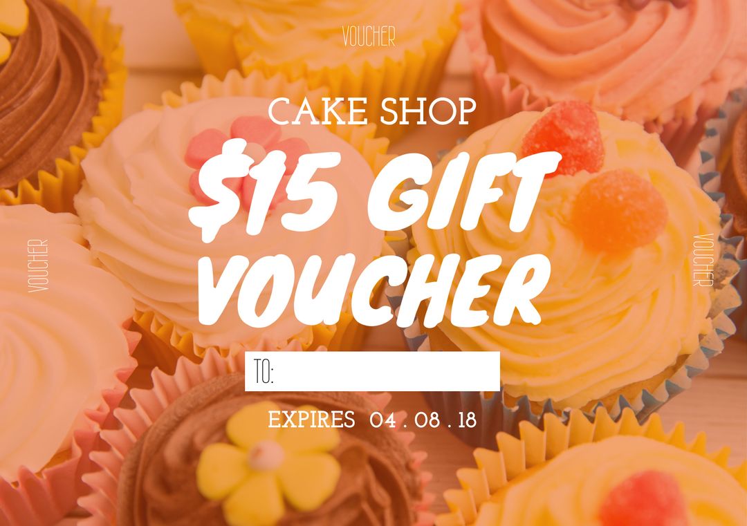 Cake Shop Gift Voucher with Delicious Cupcakes - Download Free Stock Templates Pikwizard.com