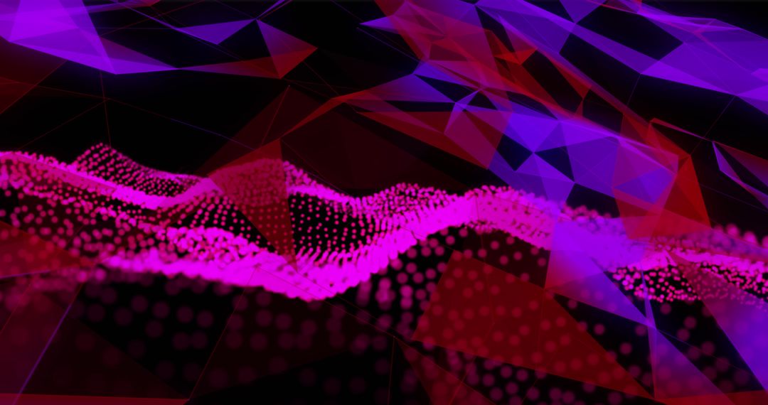 Abstract Digital Landscape with Pink and Blue Geometric Patterns