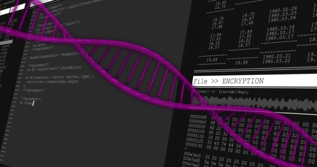 Digital DNA and Encryption Themes in Data Processing Concept