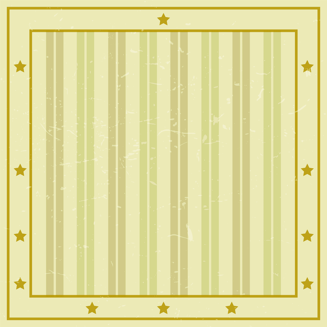 Yellow Star Frame with Stripes on Transparent Background