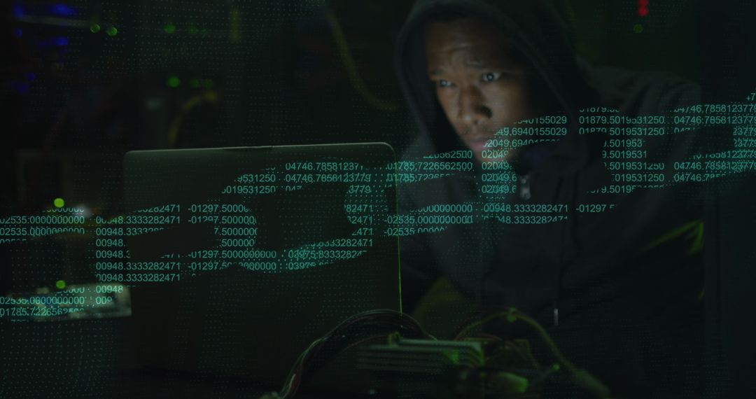 Hacker Engaging with Security Systems in Server Room