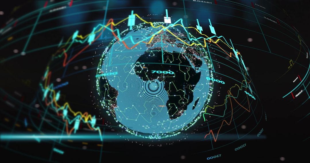Futuristic Global Financial Data Analysis Concept With Digital Globe