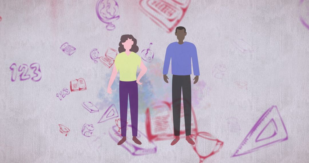 Social Distancing Pictograms Amid School Symbols for Education