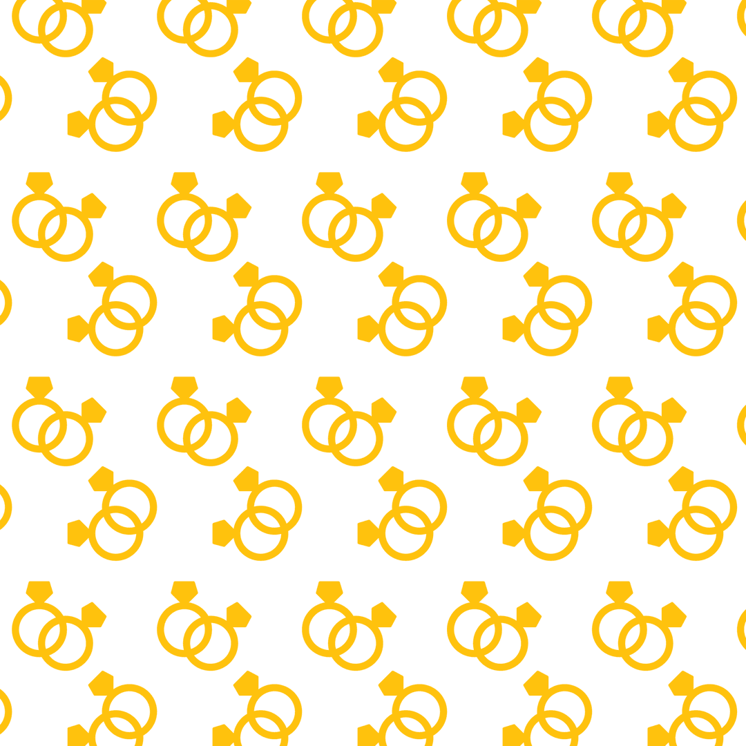 Seamless Pattern of Yellow Wedding Rings on Transparent Background