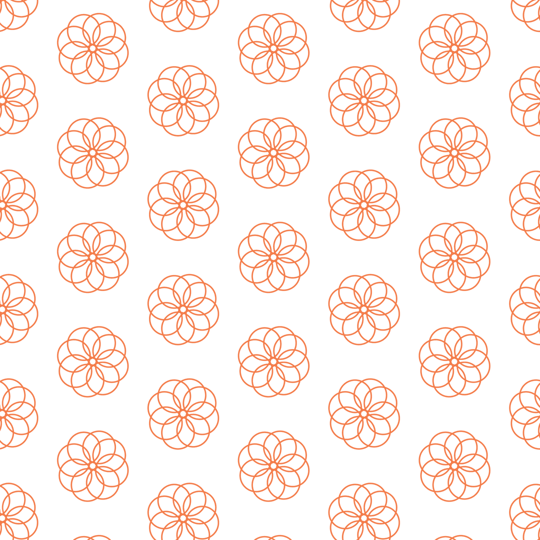Seamless Transparent Orange Flowers Pattern, Vector Background