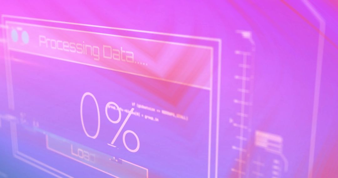 Futuristic 0% Data Loading Interface on Pink Glowing Background