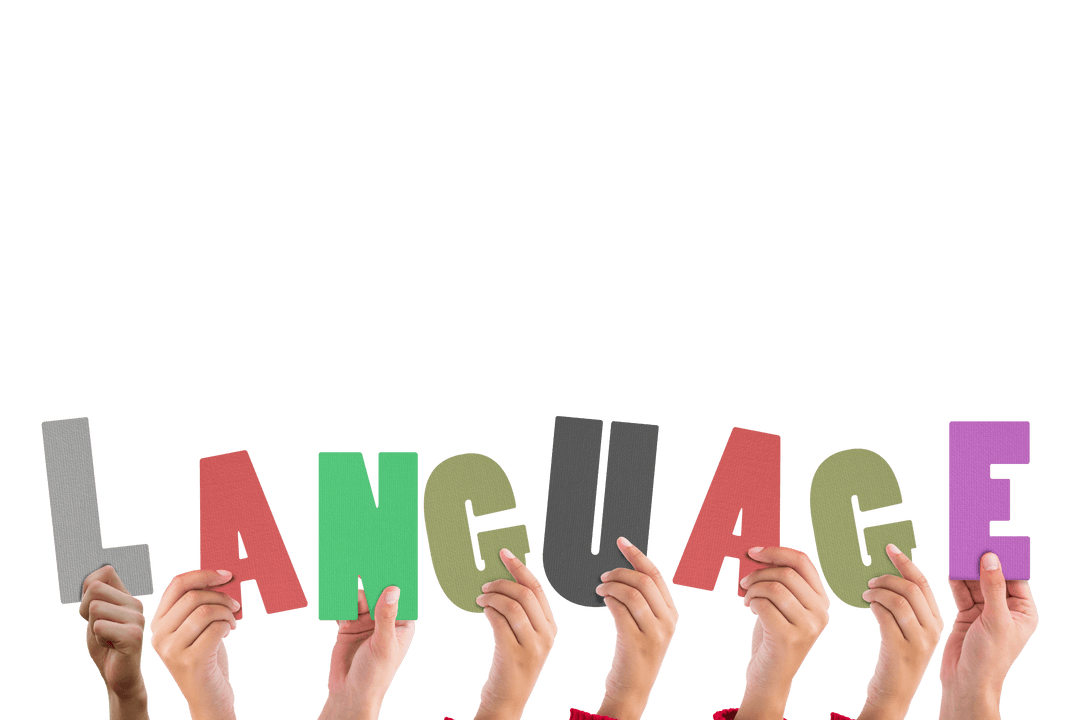 Hands Holding Colorful Language Letters Transparent Background