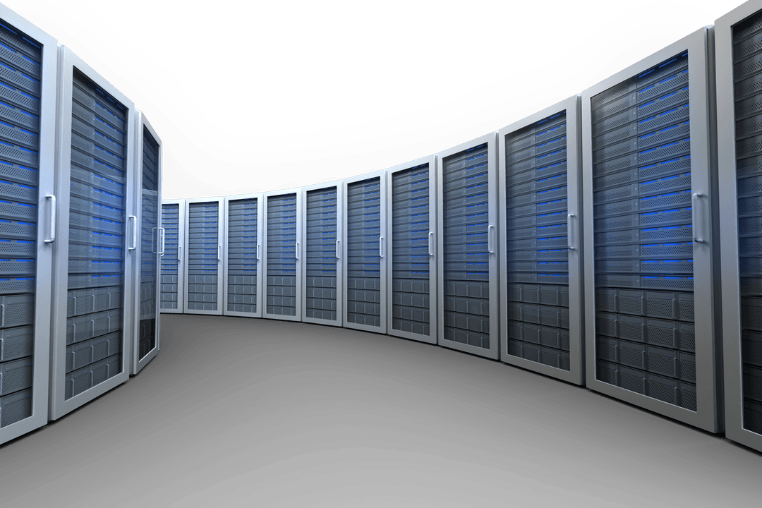 Curved Transparent Server Room Illustration on Endless Backdrop
