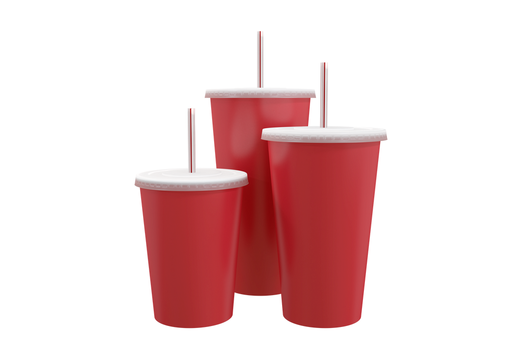 Three Red Takeaway Cups in Transparent Background - Download Free Stock Images Pikwizard.com