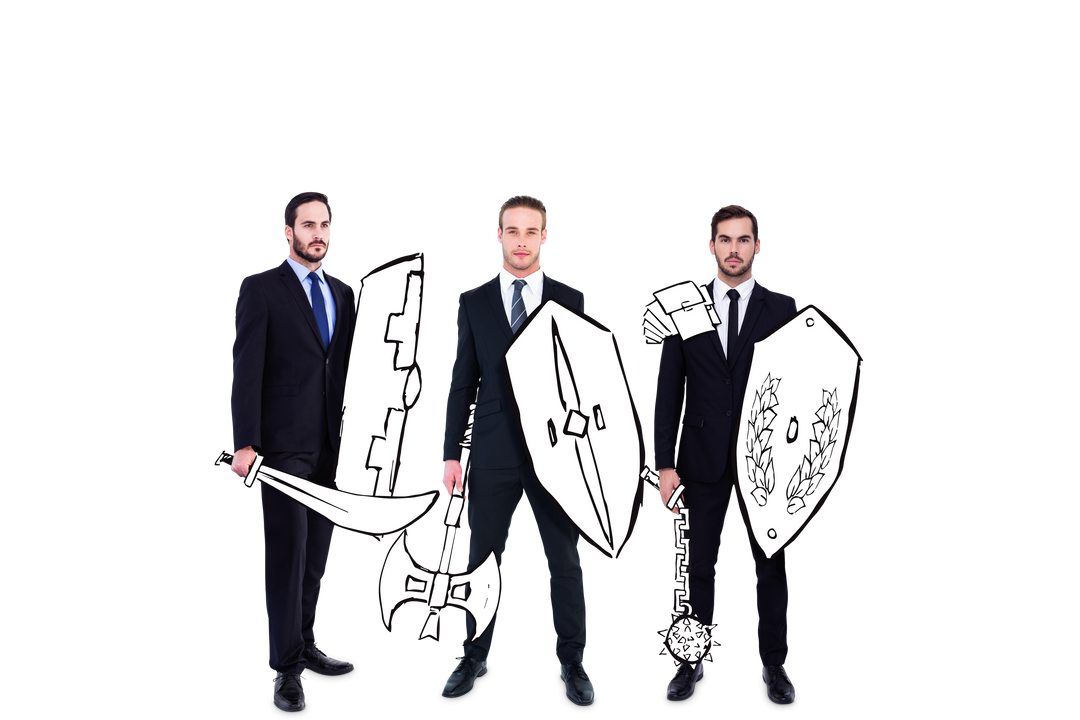 Business Men Holding Weapon Drawings on Transparent Background - Download Free Stock Images Pikwizard.com