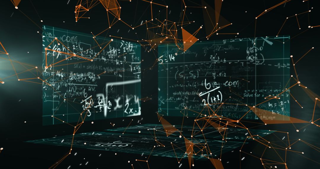 Futuristic Data Visualization with Digital Equations and Networks