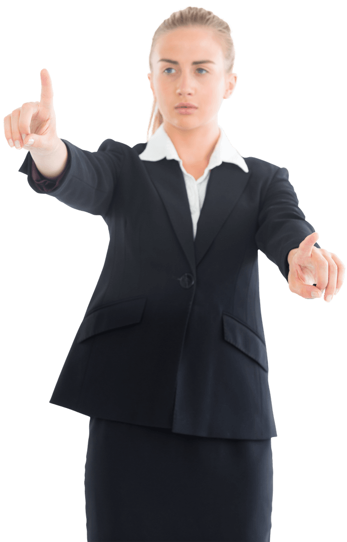 Caucasian Businesswoman Making Gestures on Transparent Background