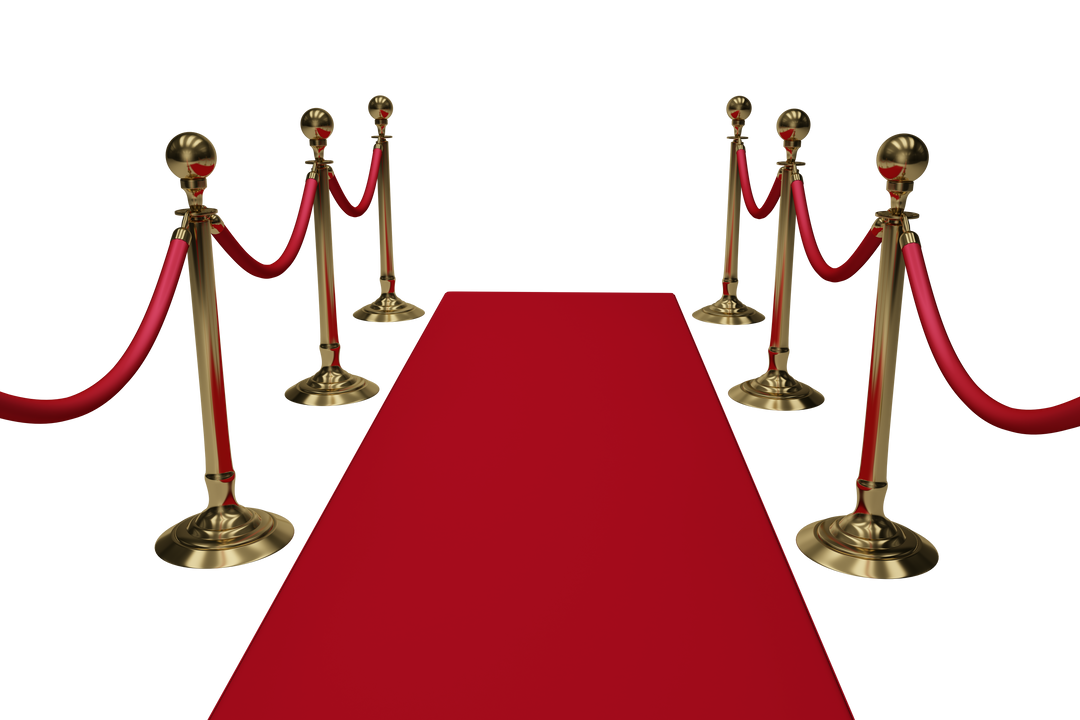 Golden Barriers with Vibrant Red Carpet Pathway on Transparent Background - Download Free Stock Images Pikwizard.com