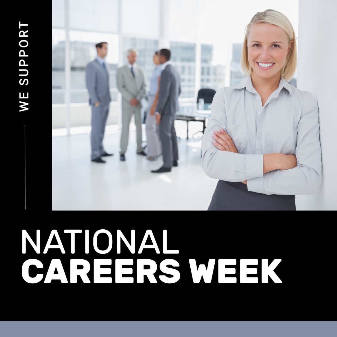 Smiling Businesswoman Supporting National Careers Week in Office