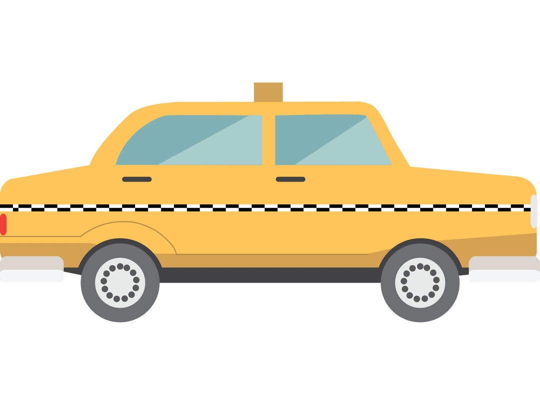 Yellow Cab Illustration on Transparent Background