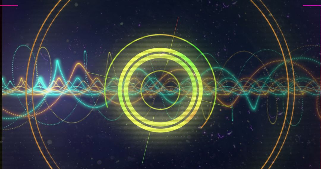 Digital Sound Waveforms and Circular Sonar on Abstract Background