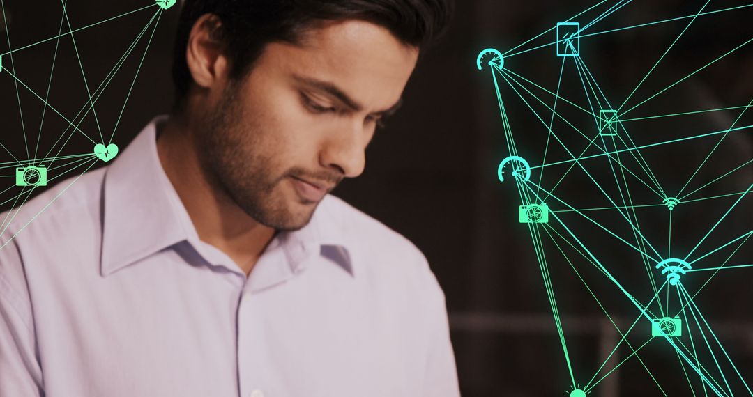 Businessman Analyzing Digital Network Connections Concept
