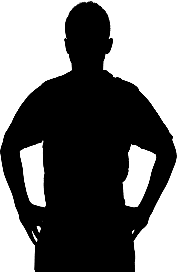 Transparent Silhouette Male Standing with Hands on Waist