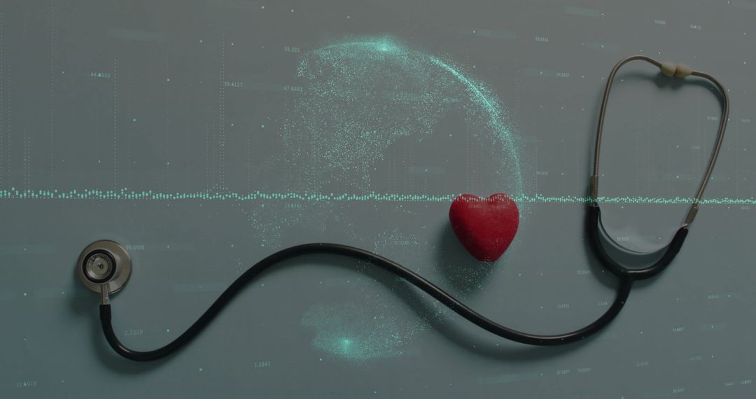 Futuristic Stethoscope and Heart Symbolize Advanced Healthcare